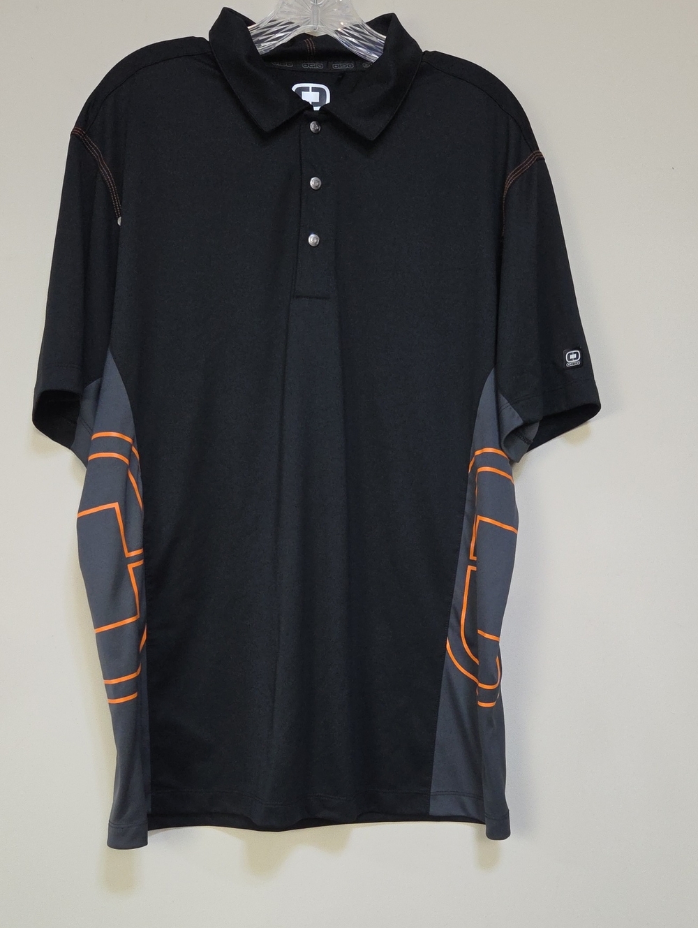 OGIO Black Polo with Gray Panels & Orange Accents Golf Polo Shirt
